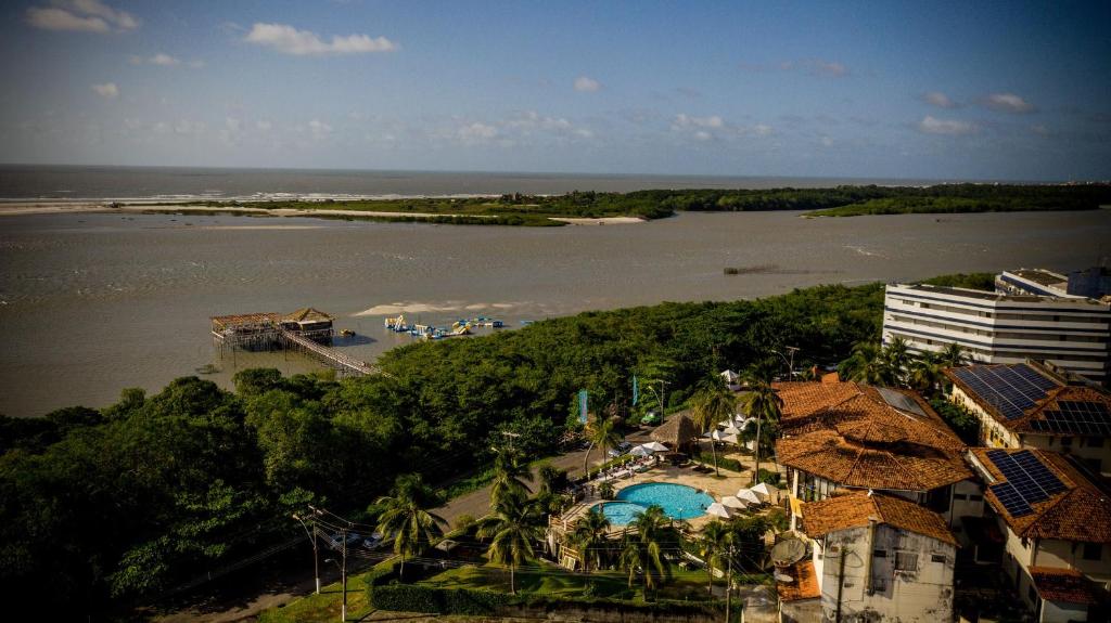 an aerial view of a body of water at Hotel Solar in Salinópolis