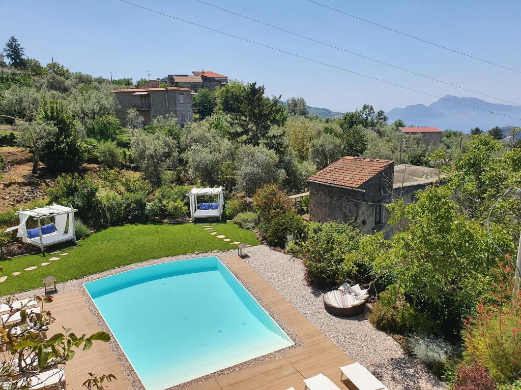 - une vue sur la piscine dans le jardin dans l'établissement Villa Aqvara, à Massa Lubrense