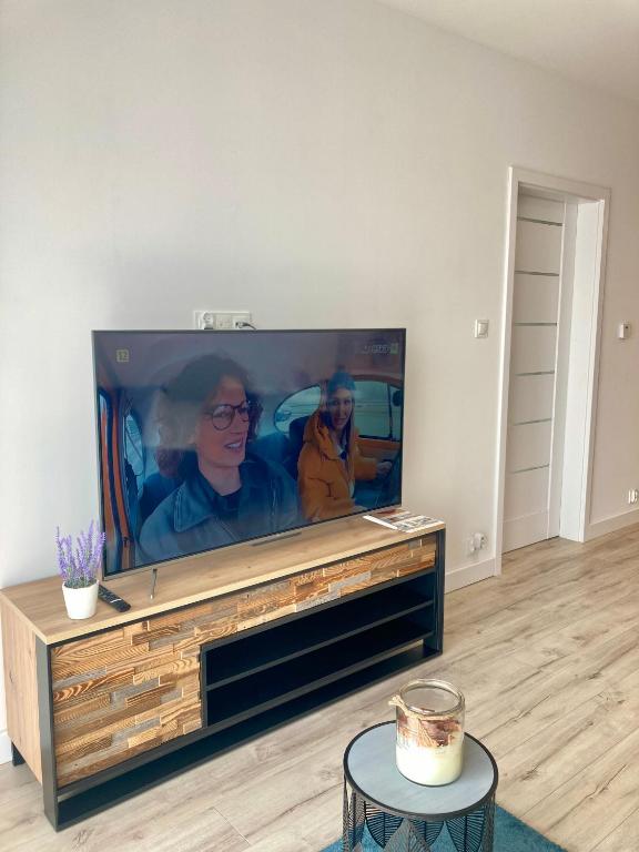 Televízia a/alebo spoločenská miestnosť v ubytovaní Apartament nr 18 - Apartamenty Wakacyjna 5