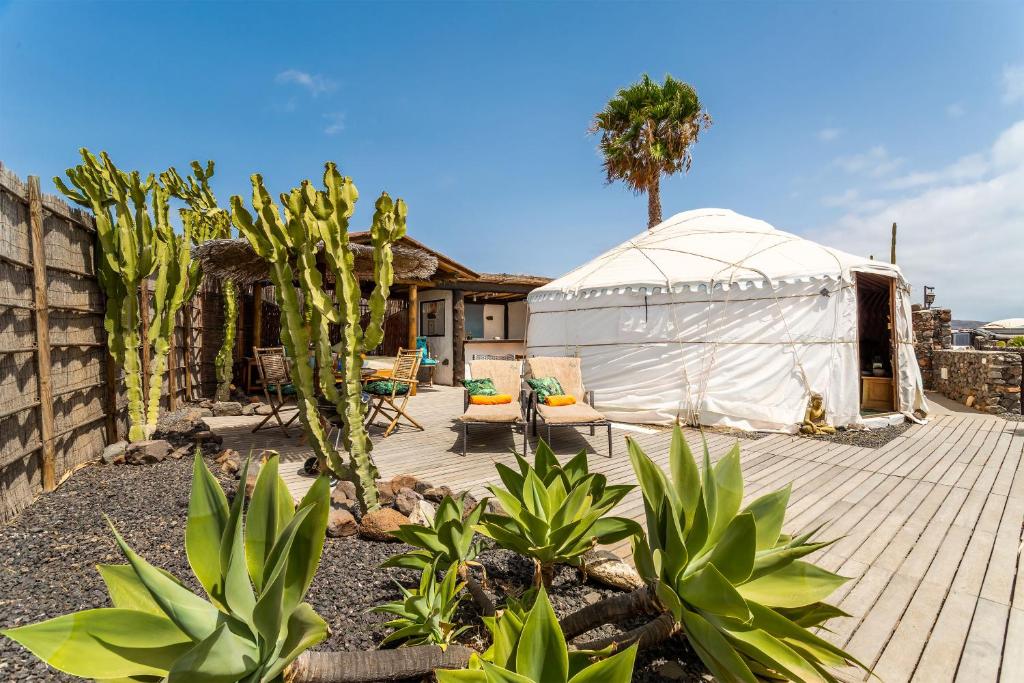 Ogród w obiekcie Finca De Arrieta Village - Yurts and Stone Cottages - Shared Pool - Walking distance to Arrieta Beach - Off Grid