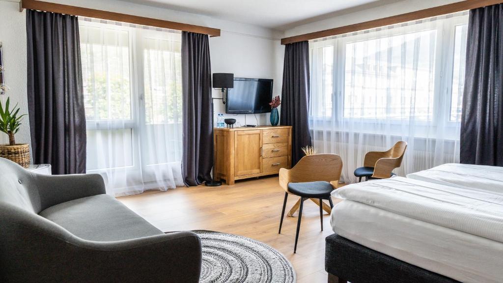 TV a/nebo společenská místnost v ubytování Hotel Europe Brig