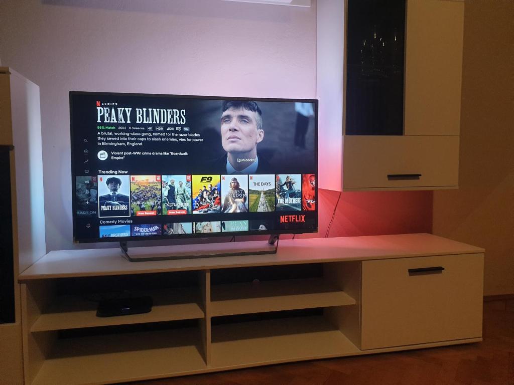 Televízia a/alebo spoločenská miestnosť v ubytovaní Plitvice Diamond Apartment