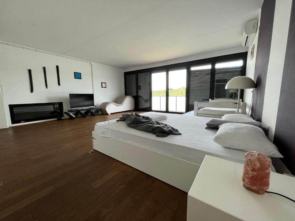 TV a/nebo společenská místnost v ubytování Floating Zen House