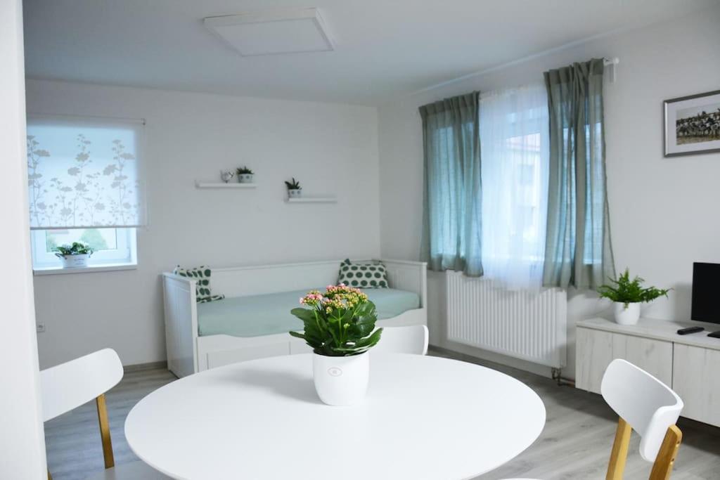 Postel nebo postele na pokoji v ubytování Apartmán Květinový Dům