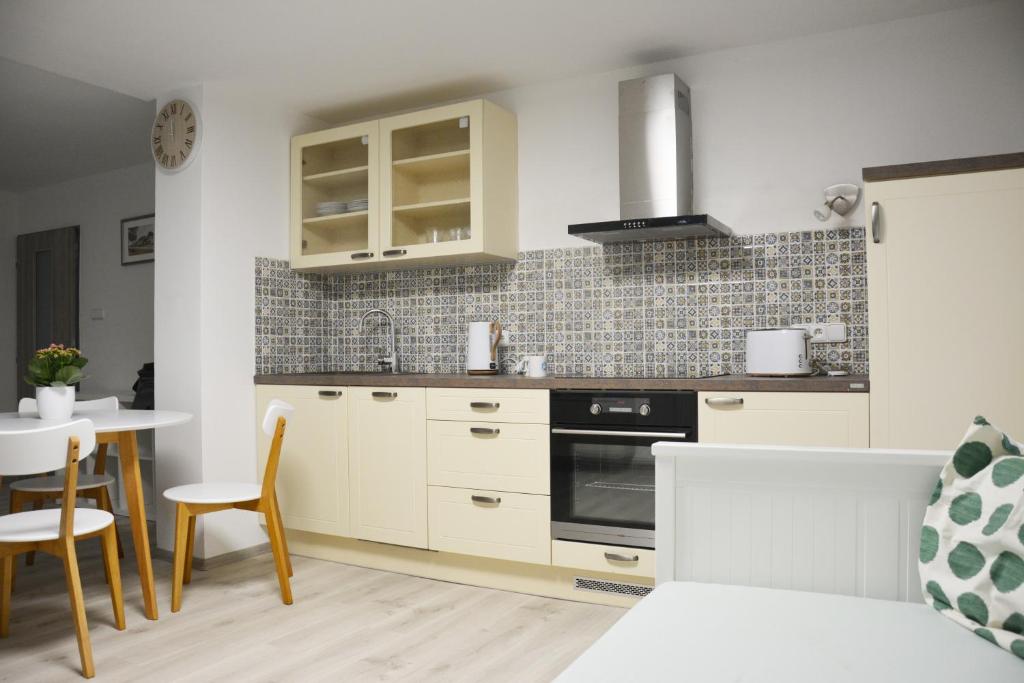 Kuchyň nebo kuchyňský kout v ubytování Apartmán Květinový Dům
