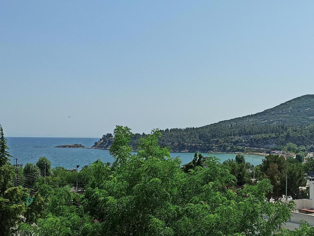 a view of a body of water with trees at Letos Apartment Sky in Kavála