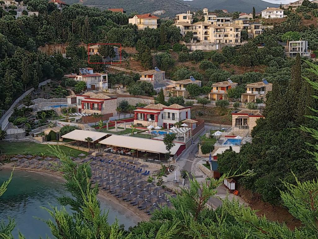 an aerial view of a resort on a hill at Edem Studios in Syvota