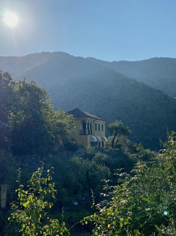 a house on the side of a hill with trees at Villa Monte Rosa al Golfo by PortofinoVacanze in Rapallo