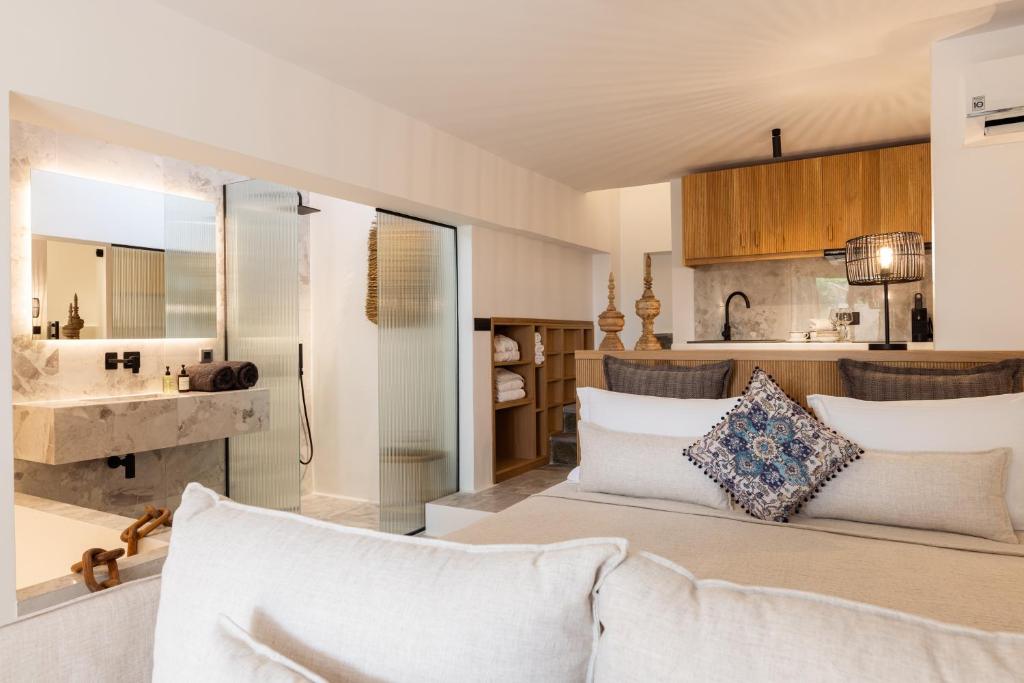 Kuchyň nebo kuchyňský kout v ubytování Athina Studios and Suites Plaka