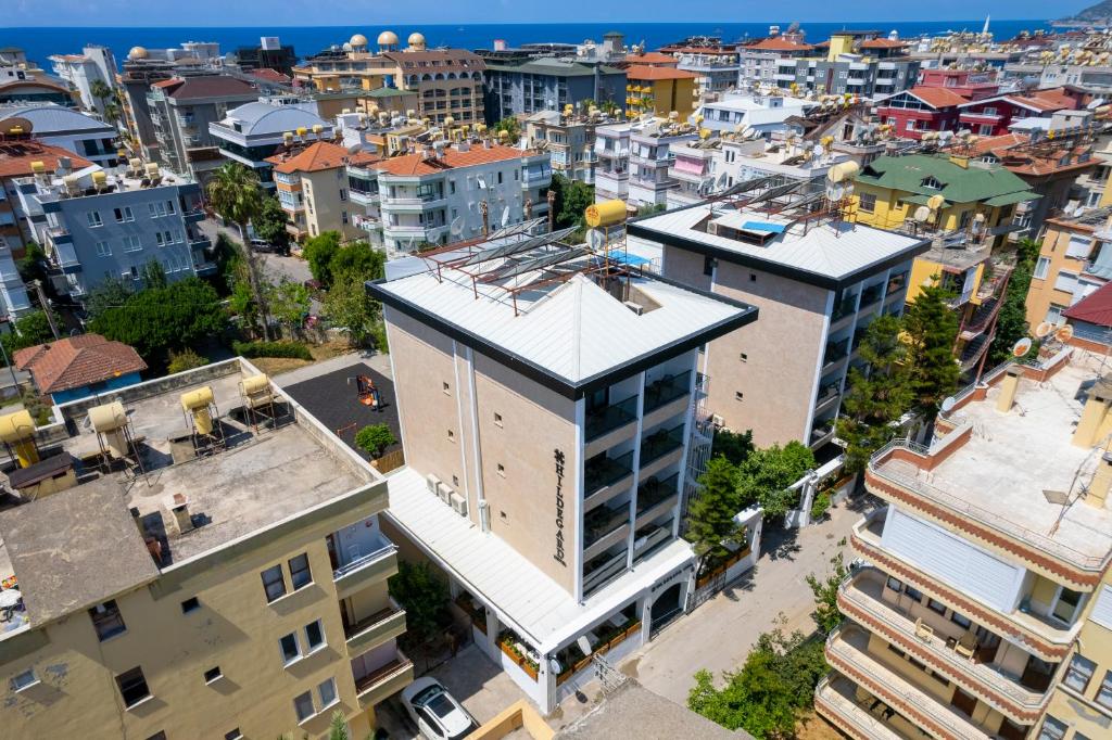 Nespecifikovaný výhled na destinaci Alanya nebo výhled na město při pohledu z hotelu