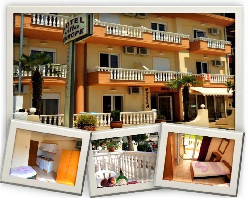 a collage of three pictures of a building at Vila Europe R in Paralia Katerinis