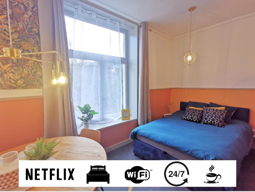 Llit o llits en una habitació de Le Costa Rica - Grand appartement centre ville