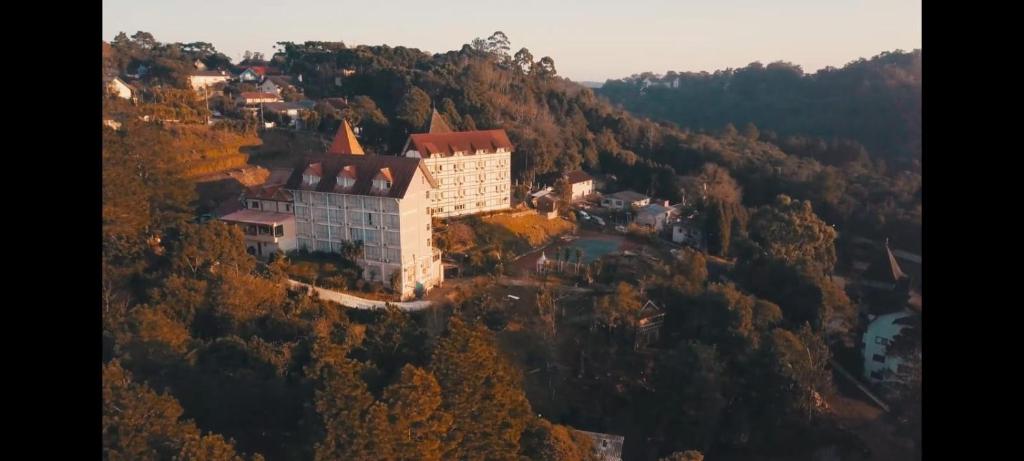 an aerial view of a castle on a mountain at Sky Valle Hotel in Gramado