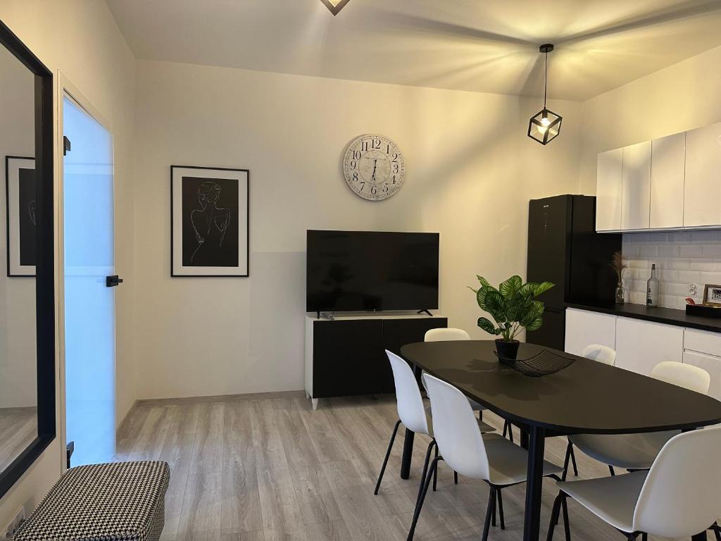 Kuchyň nebo kuchyňský kout v ubytování Apartamenty Przy Deptaku