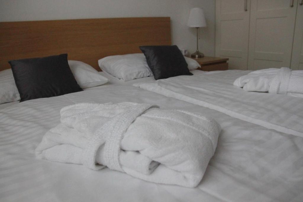Łóżko lub łóżka w pokoju w obiekcie apartmán Relax Frymburk