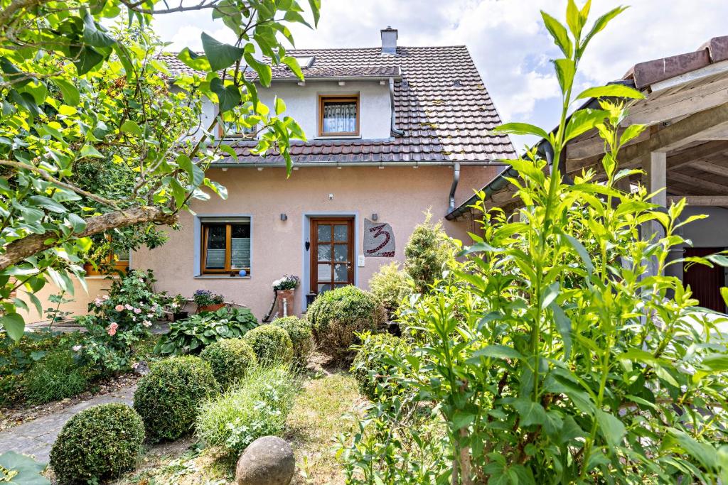 um jardim em frente a uma casa em Charmante Ferienwohnung em Tübingen