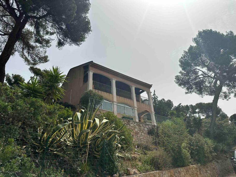 une maison arborée sur le flanc d'une colline dans l'établissement Grand T2 très lumineux en rez de jardin villa, à Carqueiranne