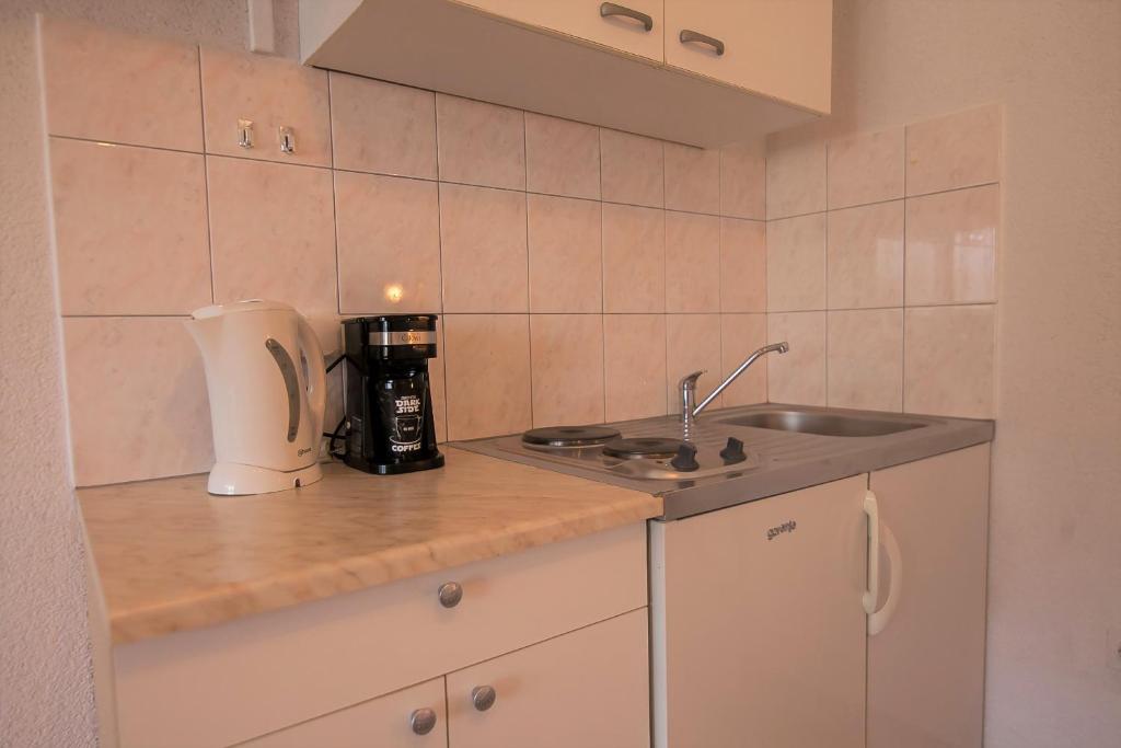 Kuchyň nebo kuchyňský kout v ubytování Domus Apartments