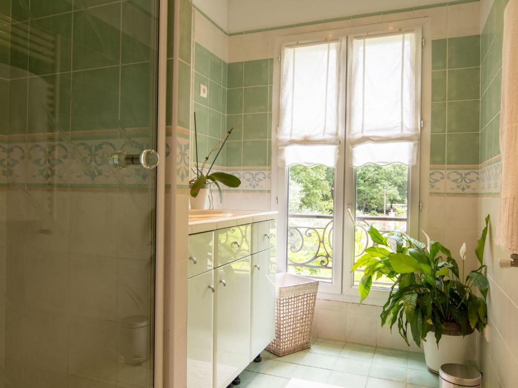 a bathroom with a shower and a window at Holiday Home La Bastide by Interhome in Tourves