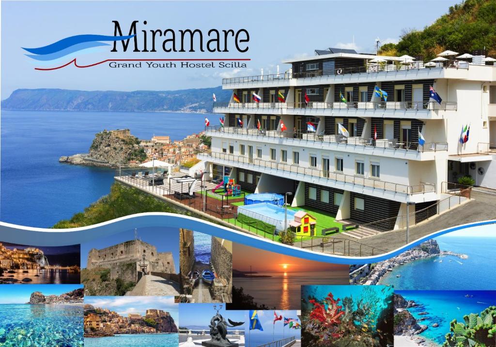 een collage van foto's van het Miramare hotel bij Miramare Scilla GYH Luxury in Scilla