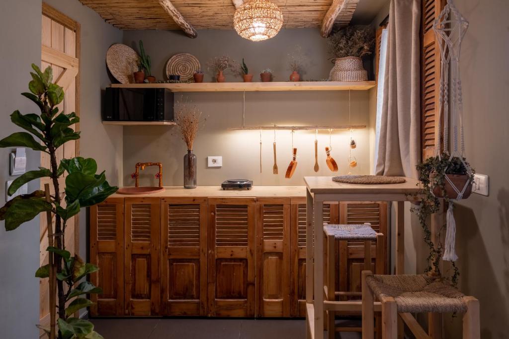Kuchyň nebo kuchyňský kout v ubytování Biophilia Luxury Lofts