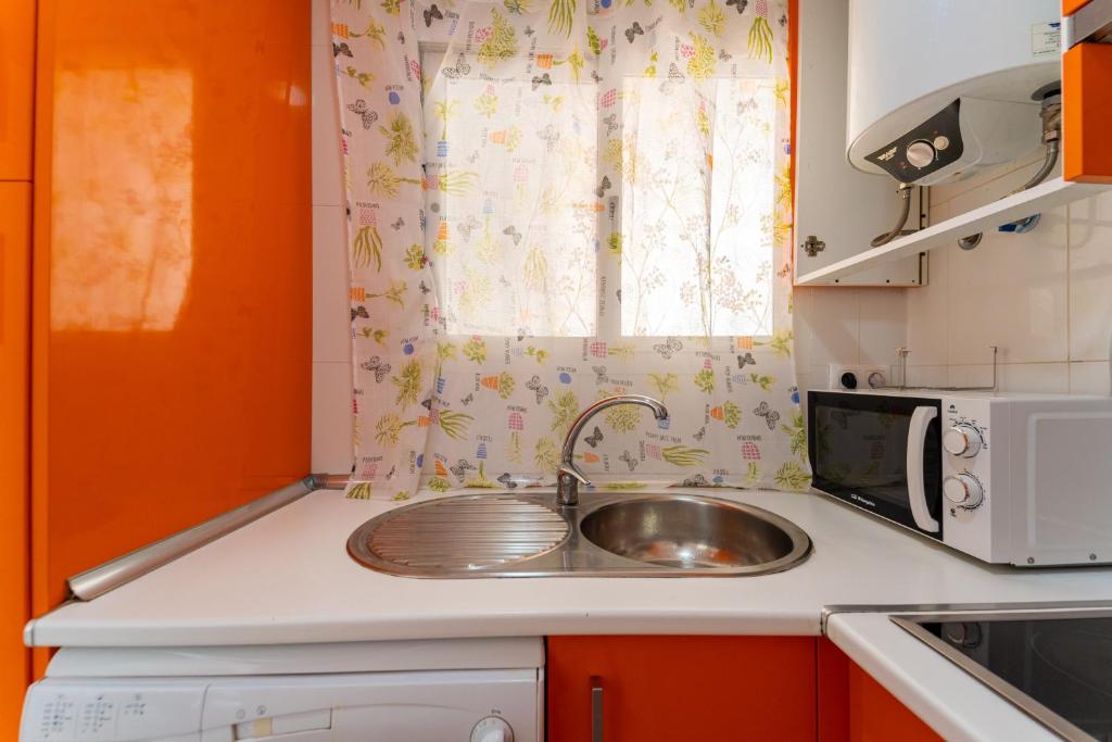 Kuchyň nebo kuchyňský kout v ubytování Apartamento Estudio Acuario Frente Mar