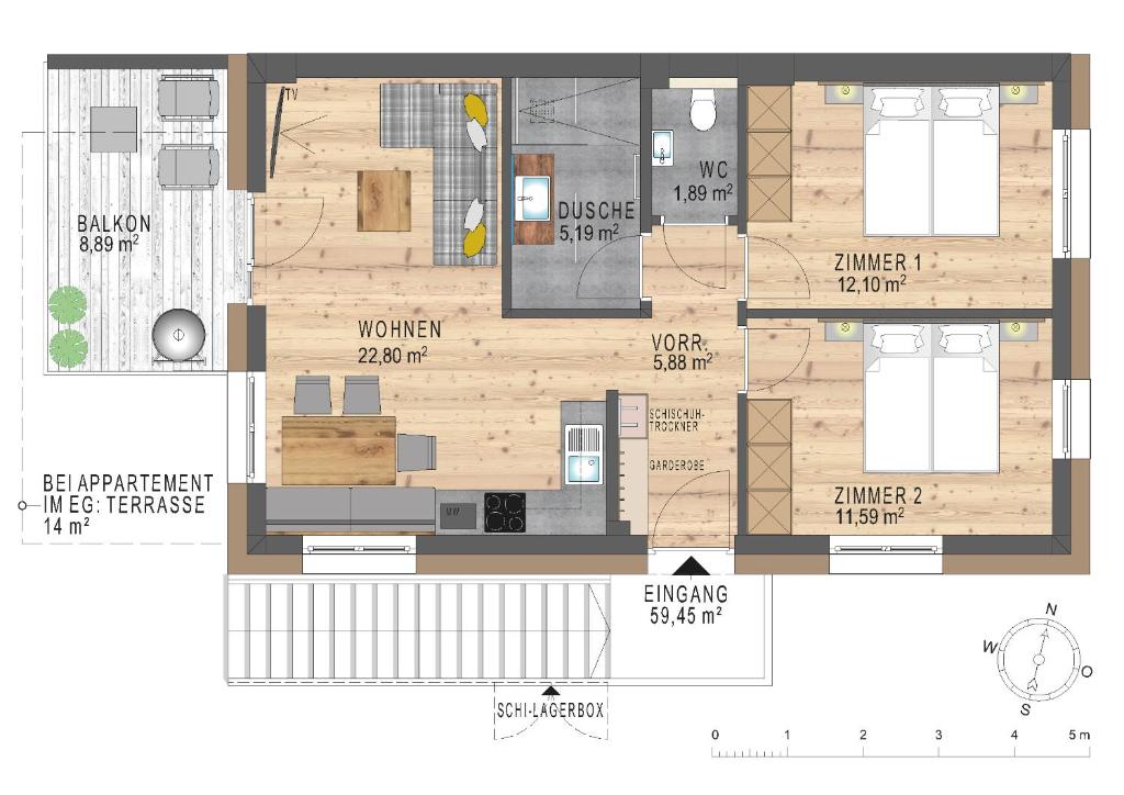 Plán poschodí v ubytovaní Am Römerweg - Appartements