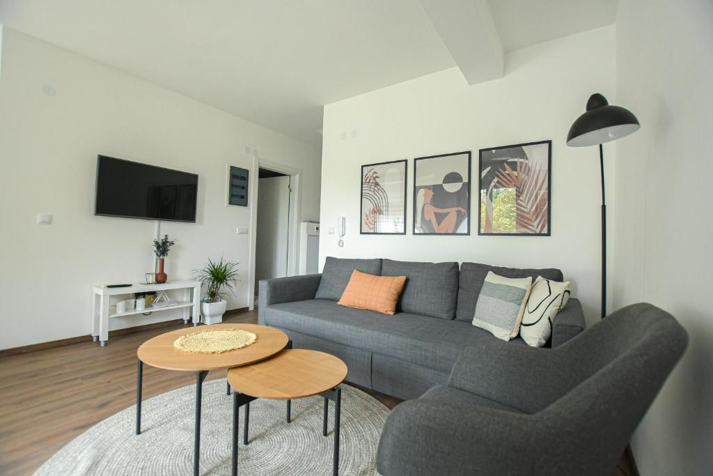 TV a/nebo společenská místnost v ubytování Apartman Plaža 2