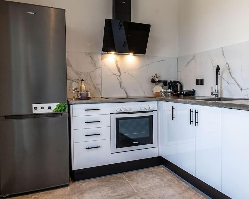Kuchyň nebo kuchyňský kout v ubytování AV Suites
