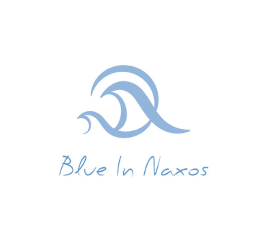 a logo for blue in waves at BLUE IN NAXOS in Naxos Chora