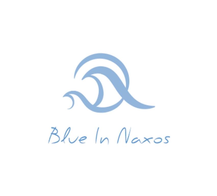 un logo blu in onde di BLUE IN NAXOS a Naxos Chora