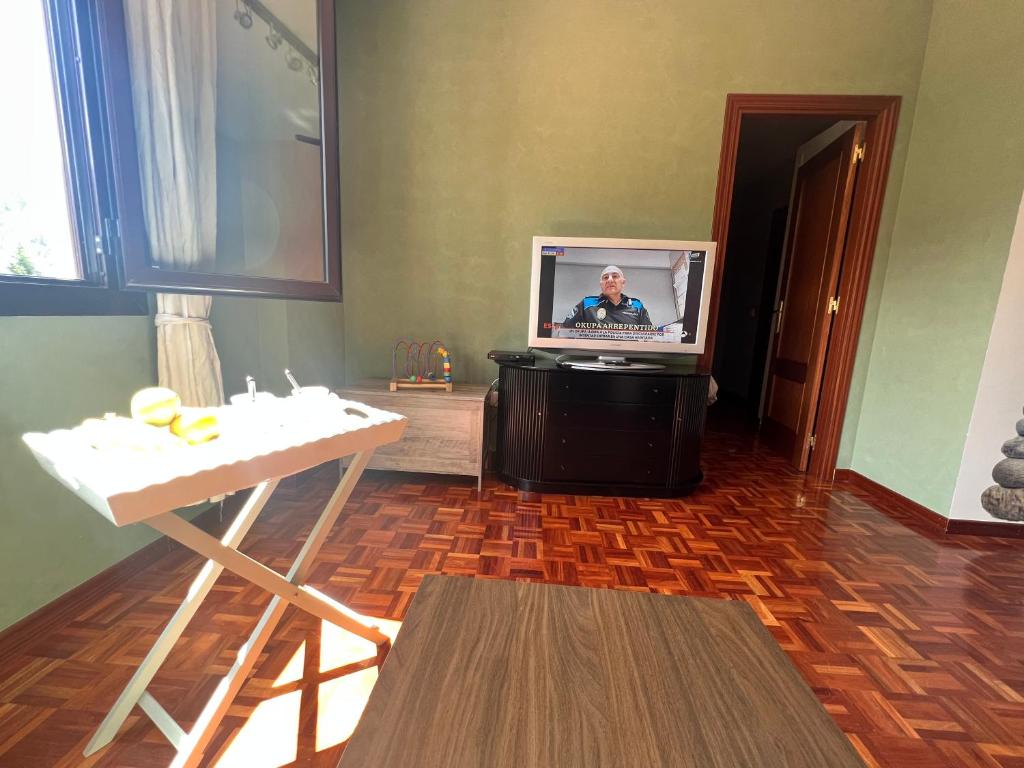 TV a/nebo společenská místnost v ubytování VILLA CARMEN coqueto apartamento con piscina y garaje by Apartamentos Logrono