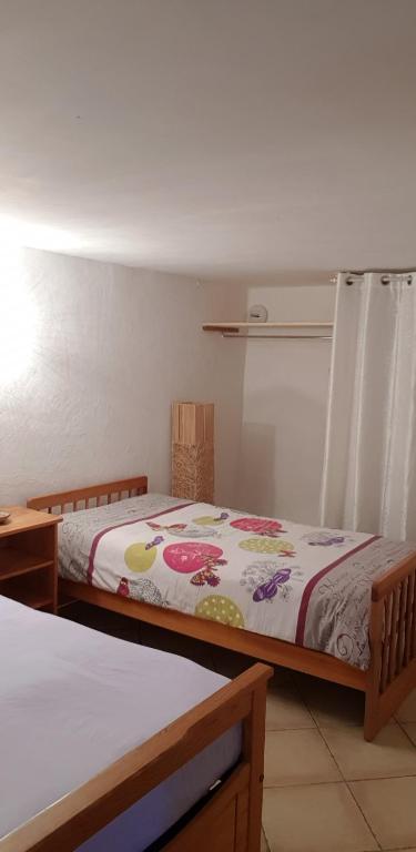 1 dormitorio con 2 camas en una habitación en La Bastide de l'Oliveraie -Jacuzzi privé en option, en Jouques