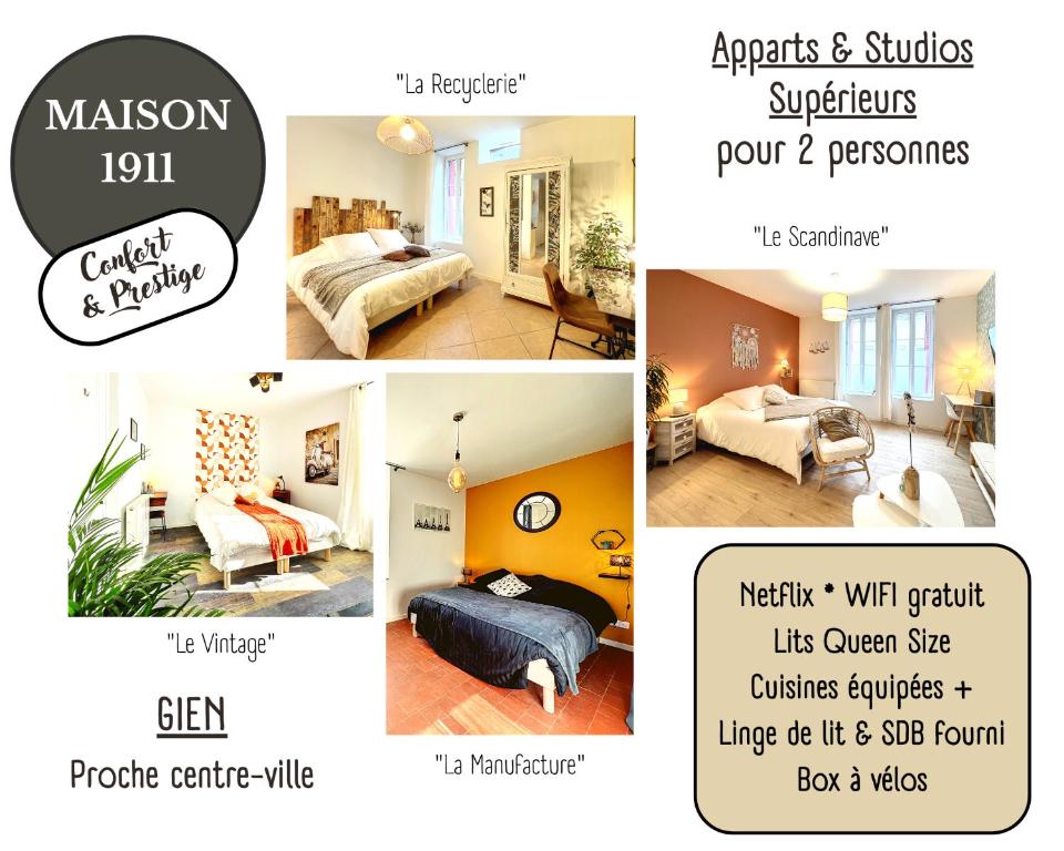 Postel nebo postele na pokoji v ubytování Appart LE SCANDINAVE - Maison 1911 - confort & prestige