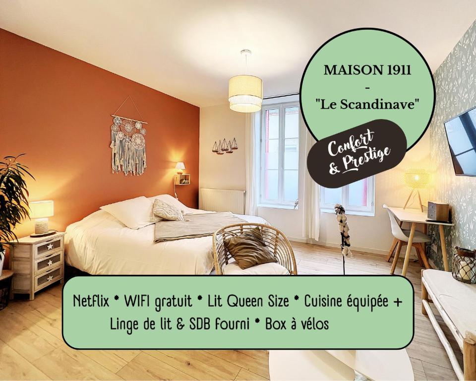 Postel nebo postele na pokoji v ubytování Appart LE SCANDINAVE - Maison 1911 - confort & prestige