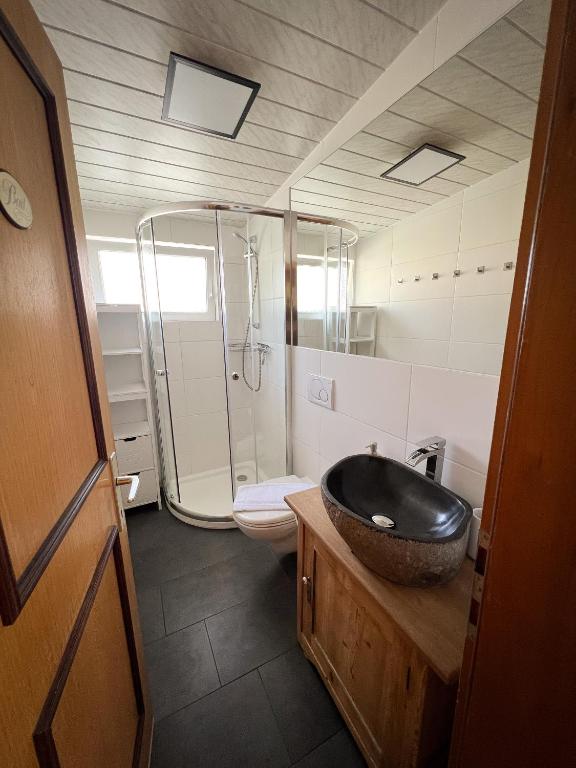 Koupelna v ubytování Spitzen Blicke – Apartments