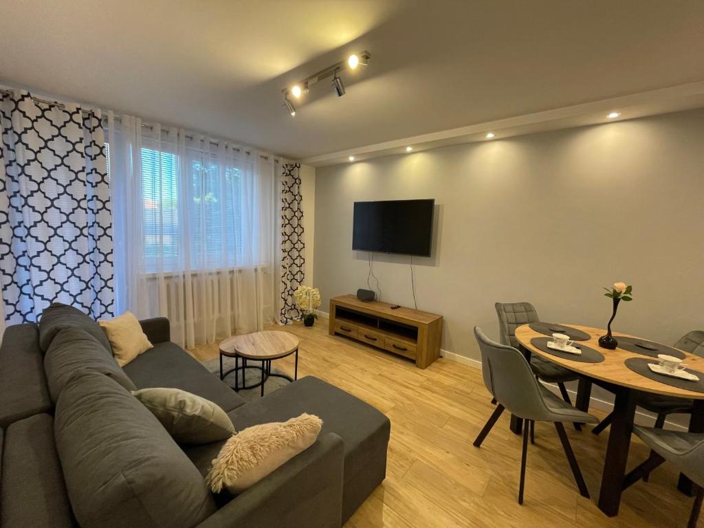 TV a/nebo společenská místnost v ubytování Apartament blisko plaży