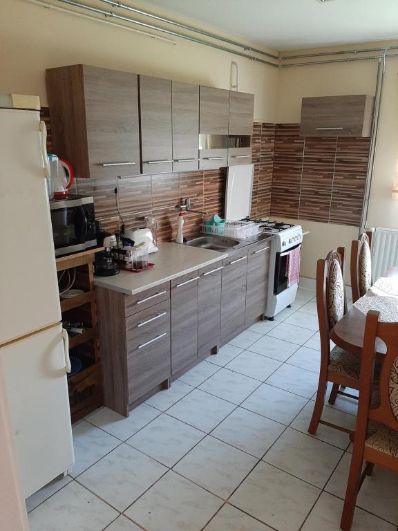Kuchyň nebo kuchyňský kout v ubytování Váradi Apartman