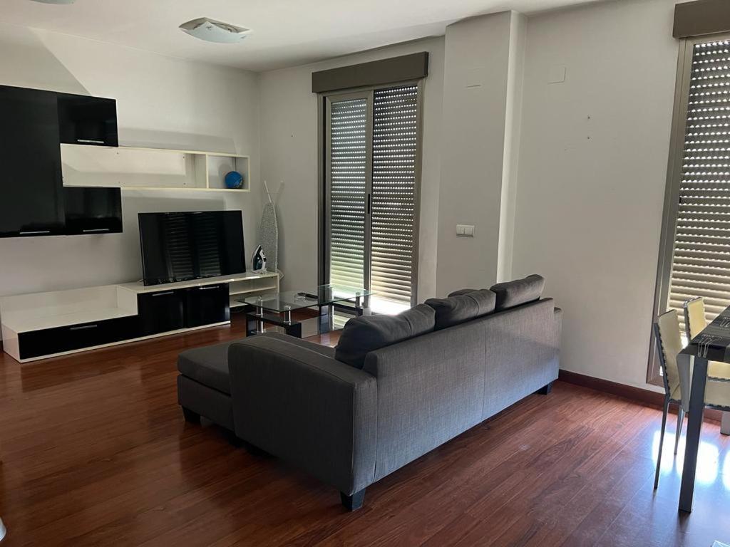 ein Wohnzimmer mit einem Sofa und einem TV in der Unterkunft Iris Luxury Apartament in Valencia