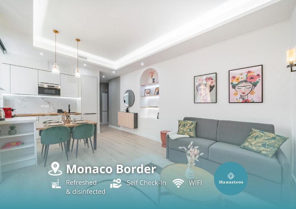 Zona d'estar a Villa Hélianthe, 2mn à pied Monaco, Luxe - AS