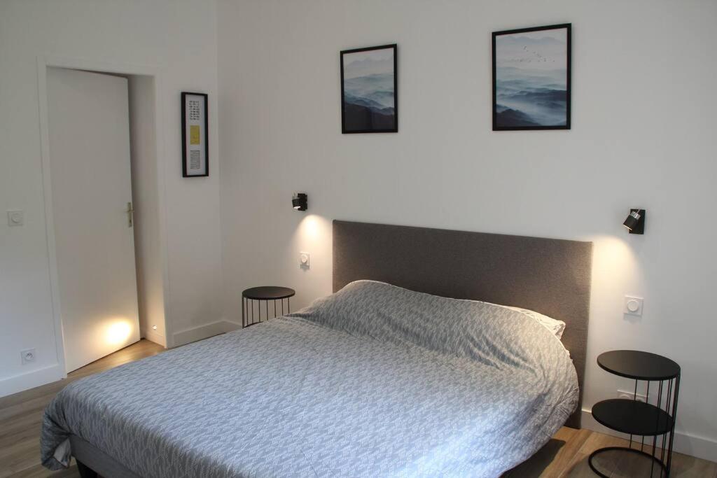 Posteľ alebo postele v izbe v ubytovaní Aix les Bains Appartement 2p standing 40m2 avec jardin, parking, proche thermes