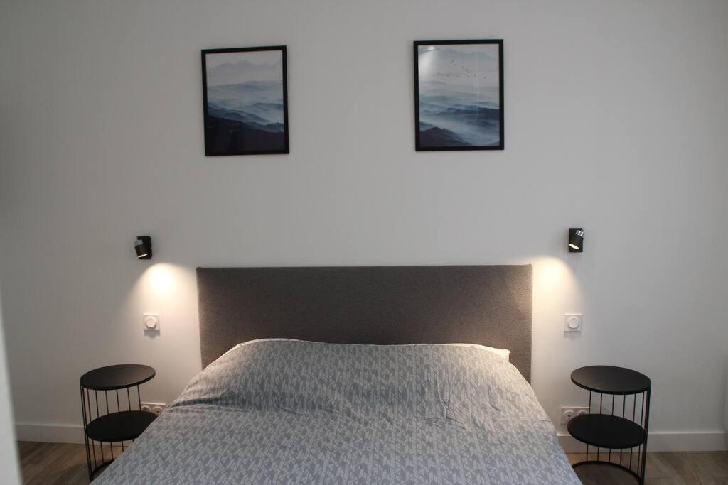 Posteľ alebo postele v izbe v ubytovaní Aix les Bains Appartement 2p standing 40m2 avec jardin, parking, proche thermes