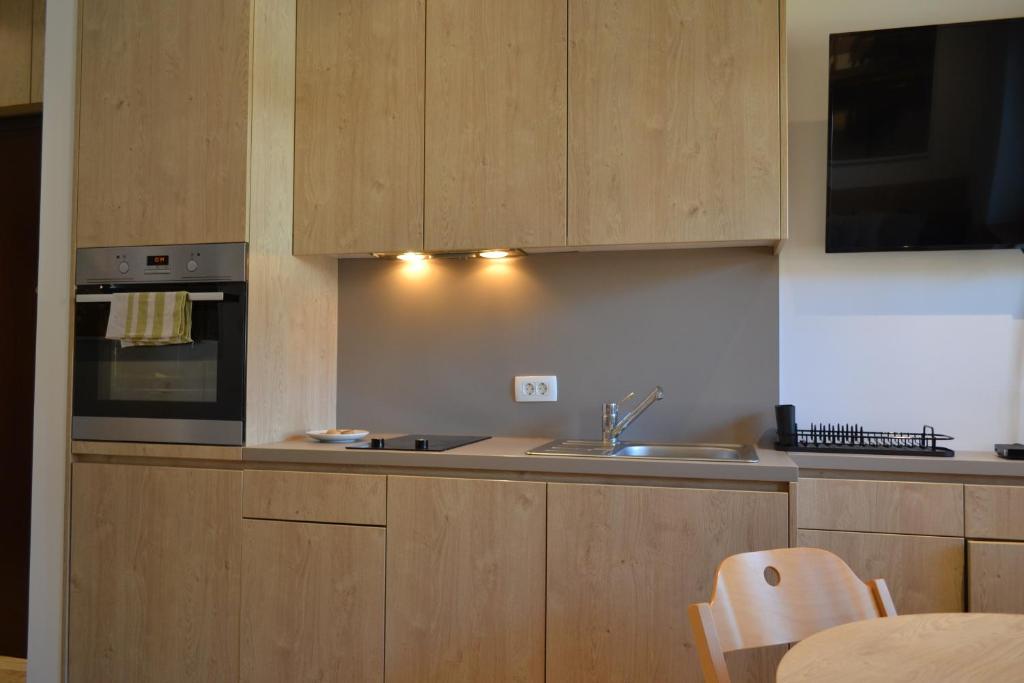 Kuchyň nebo kuchyňský kout v ubytování APARTMA VODNIK