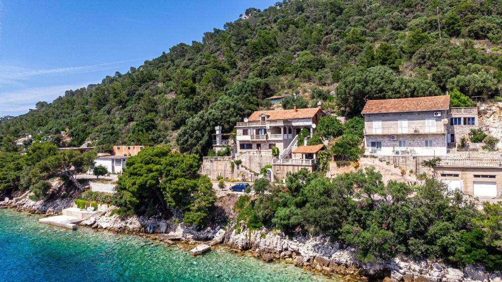 a group of houses on a hill next to the water at Apartments by the sea Ubli, Lastovo - 16599 in Lastovo