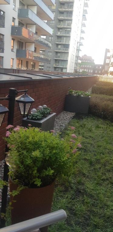 Vonkajšia záhrada v ubytovaní Wyjatkowy apartament w sercu Gdańska
