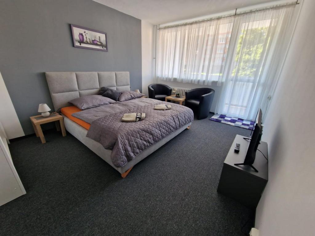 Postel nebo postele na pokoji v ubytování Apartmán U Petra