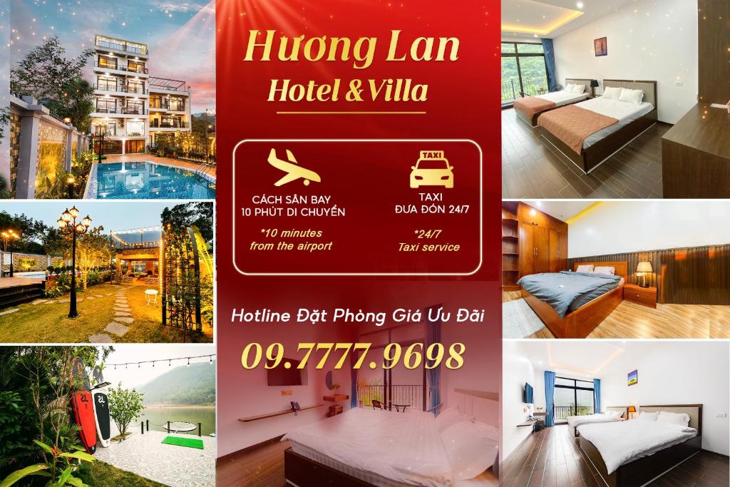 eine Collage mit Bildern eines Hotels und einer Villa in der Unterkunft Family House Nội Bài Airport Hotel & Villa in Ninh Môn