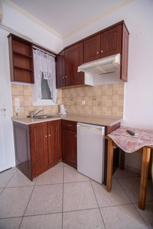 Kuchyň nebo kuchyňský kout v ubytování hotelsunnybeachgr