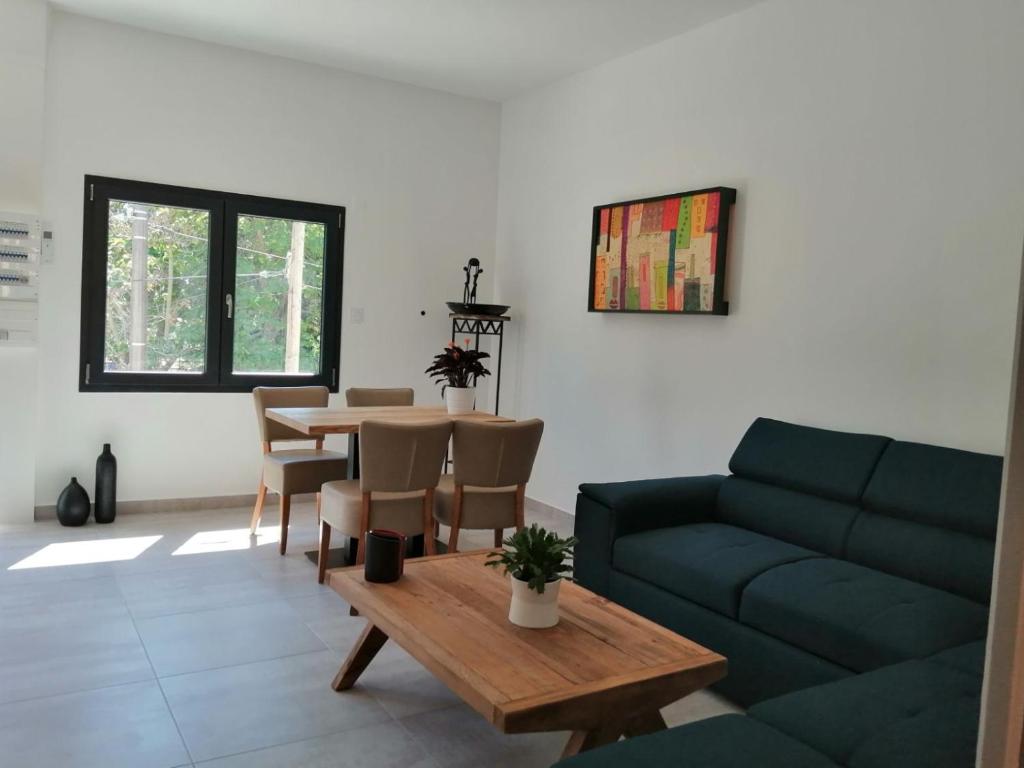 a living room with a couch and a table at Le petit prince in Balaruc-les-Bains