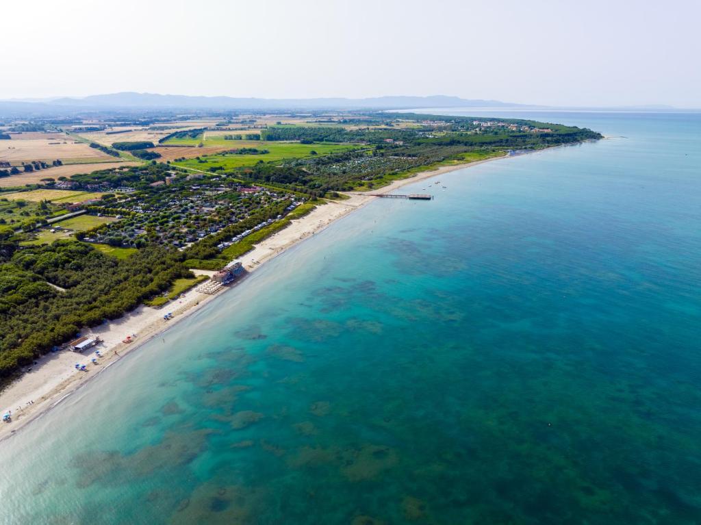 an aerial view of a beach and the ocean at Hotel Quisisana in Vada